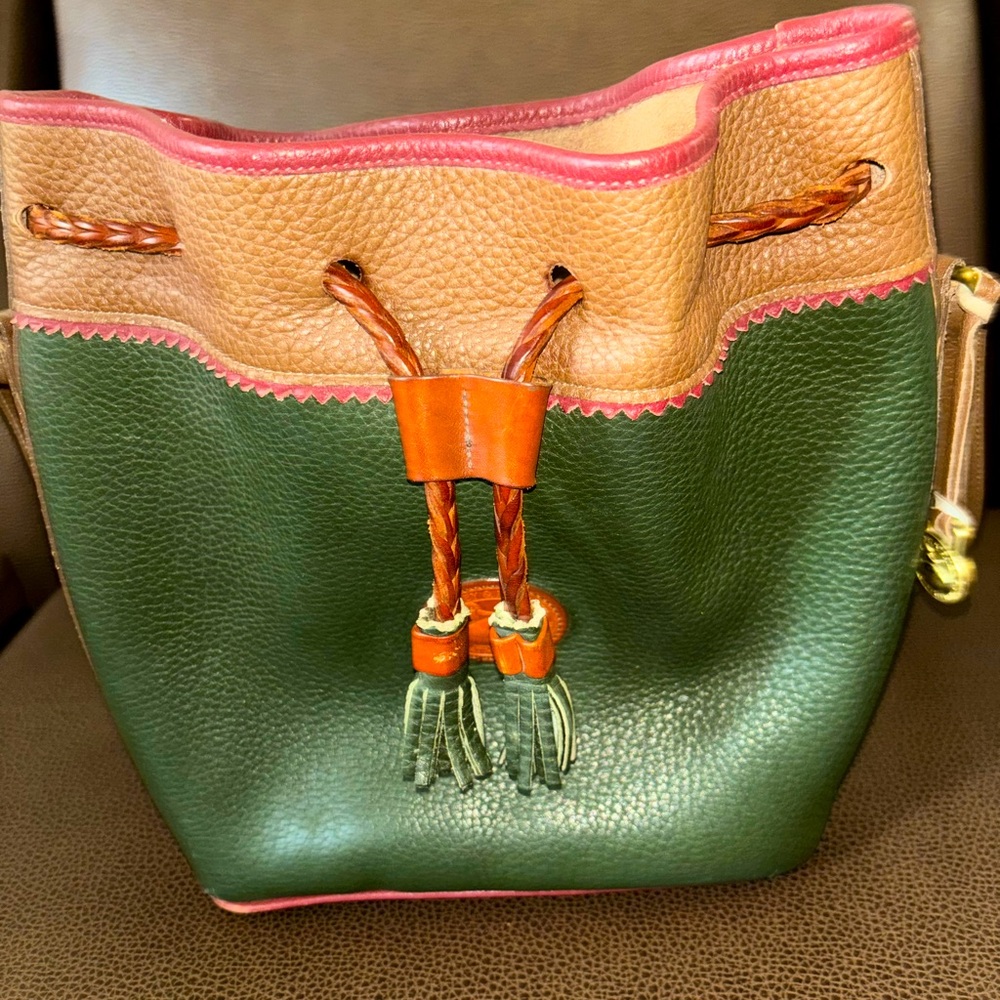 Dooney & Bourke Vintage Rainbow Teton Drawstring Bag All Weather Leather